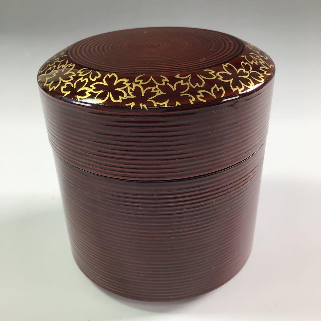 Ｐ９５５　棗　『清山作』『溜塗』『桜蒔絵』『雪吹棗』　共箱　茶道具