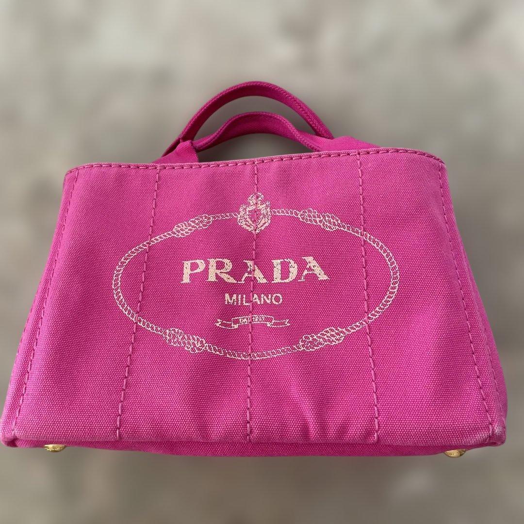 PRADA ピンク キャンバス ハンドバッグ