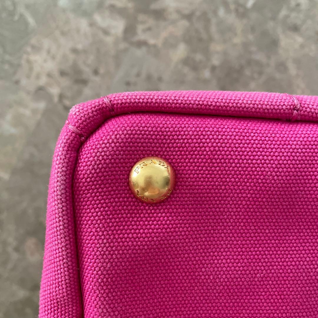 PRADA ピンク キャンバス ハンドバッグ