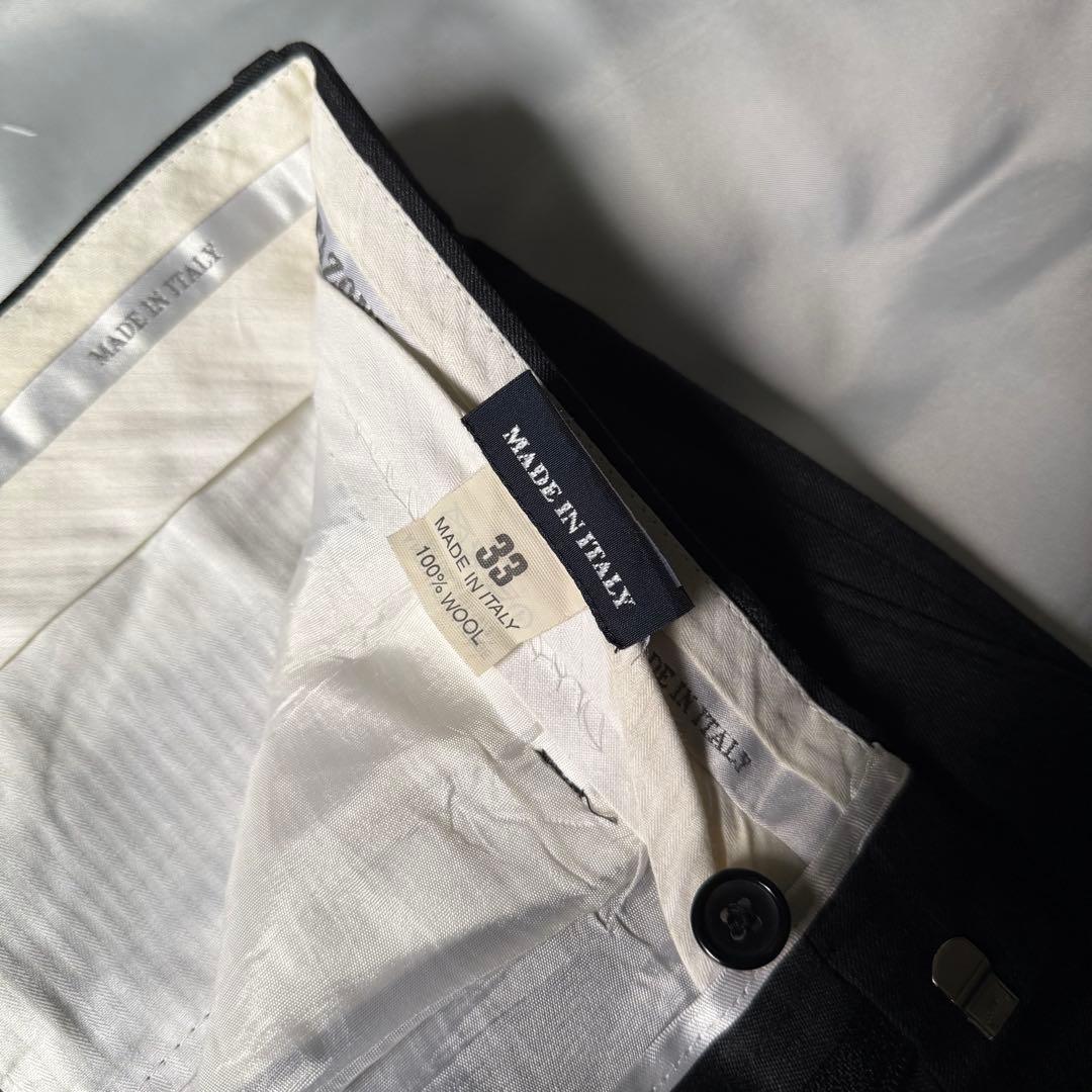 80s vintage イタリア製 スリータック ウール ワイドスラックス