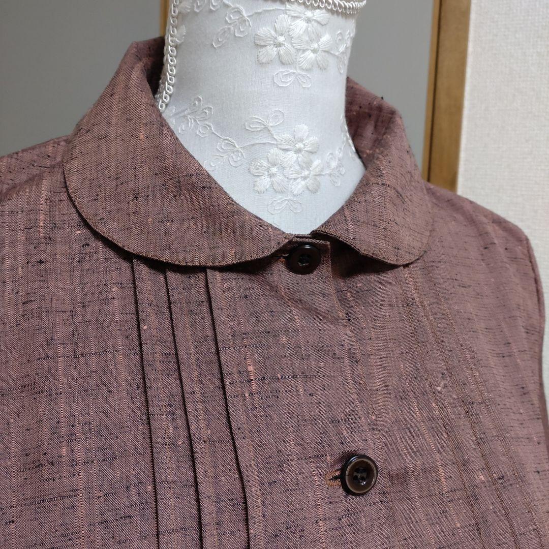 着物リメイク　丸襟ピンタックワンピース