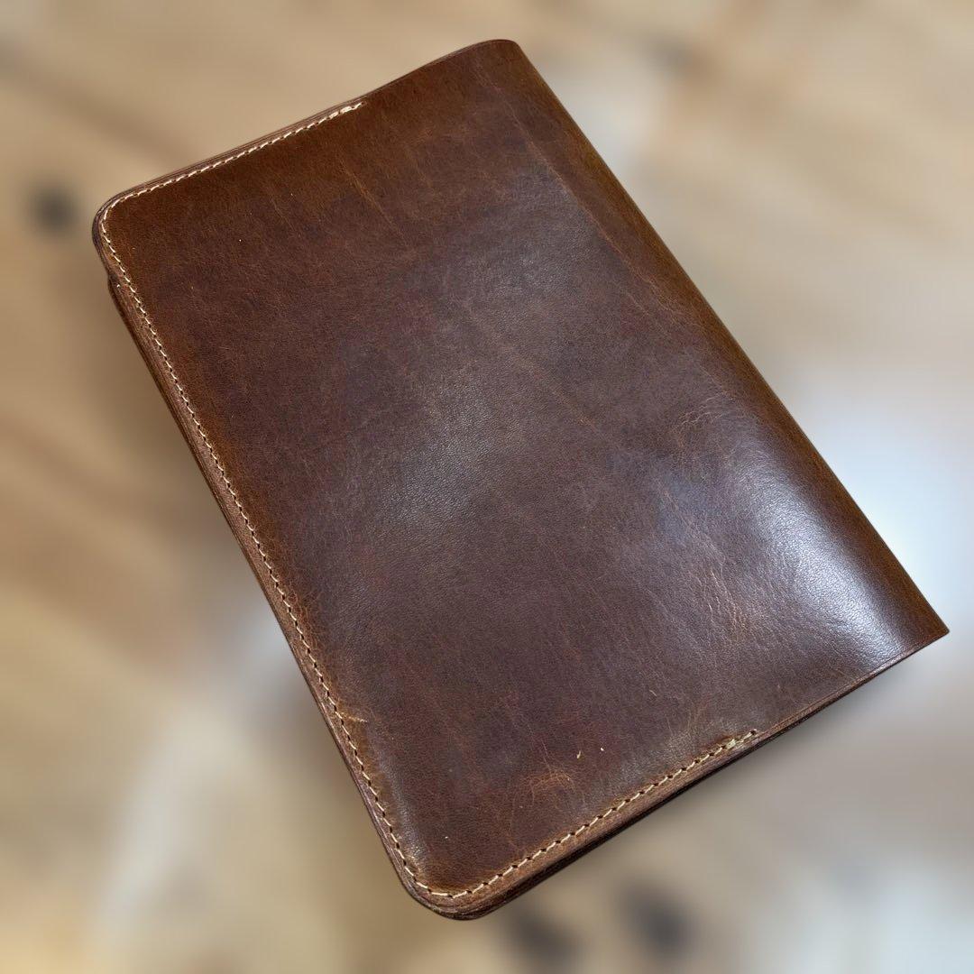 【ちよぴー様オーダー品】A5 ブックカバー レッド ブラウン ペンケース