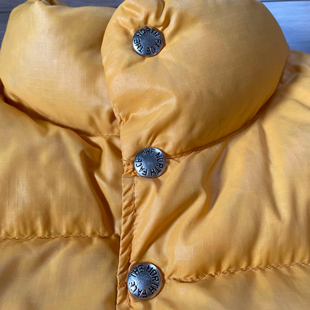 美品 70s 茶タグ ノースフェイス ダウンベスト イエロー 黄色 L 藤原着