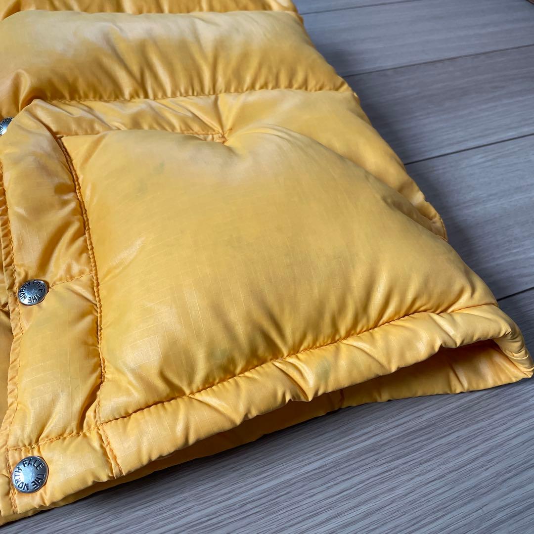 美品 70s 茶タグ ノースフェイス ダウンベスト イエロー 黄色 L 藤原着