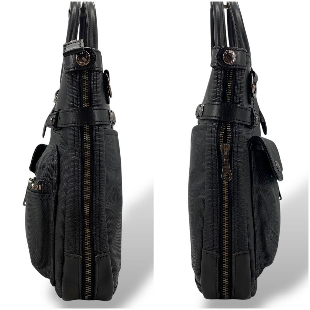 【極美品】輪怐 ビジネスバッグ 格 ブリーフケース 牛革 ナイロン ブラック