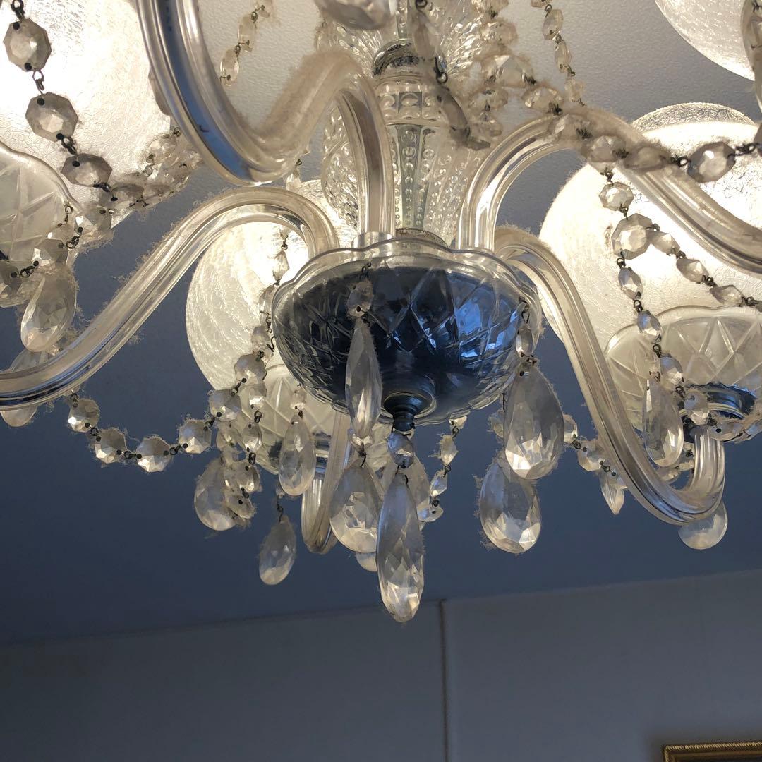 豪華　オールガラス　シャンデリア　5灯　LED