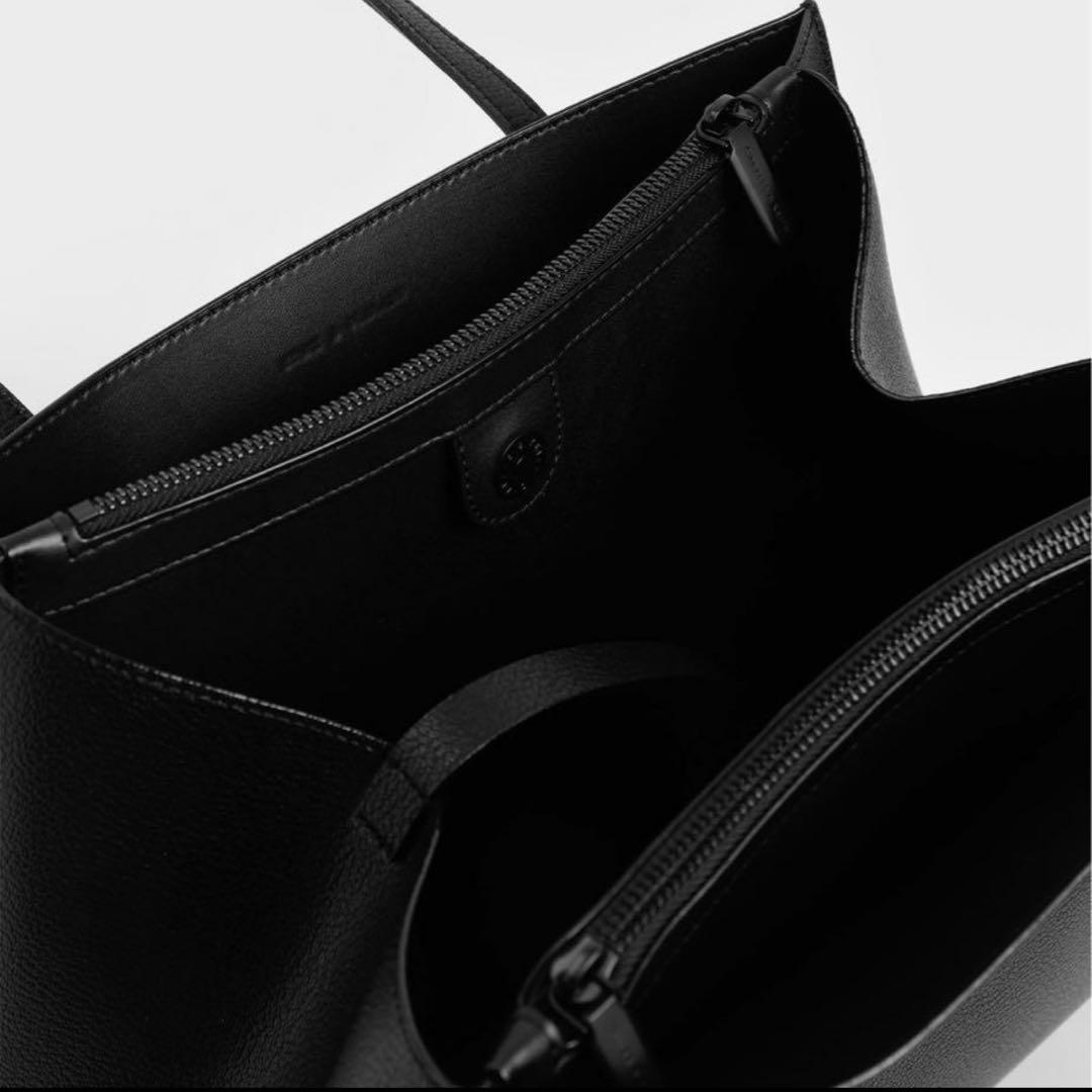 【極美品】CHARLES&KEITH クラシックダブルハンドル トートバッグ