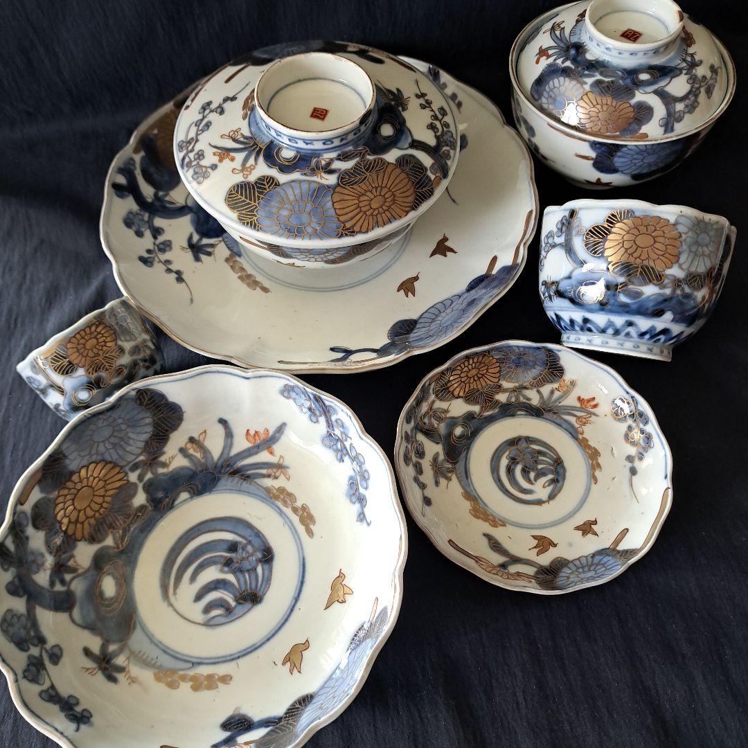 「ご成約者」です。 古伊万里色絵金彩皿 7種類1セット 骨董アンティ