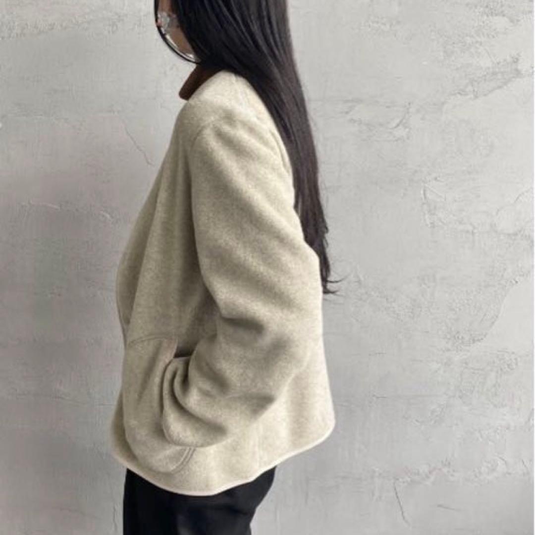 DANTON ノーカラーフリースジャケット サイズ40アイボリー美品