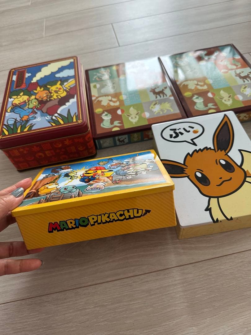 ポケモンデザイン缶セット空き缶　ブイズ　マリオ　ピカチュウ フエン