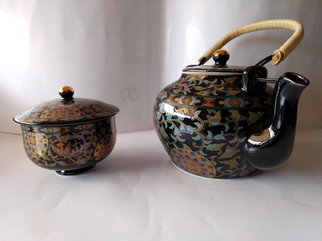 青藍窯 セラミック藍 正倉院 瑞鳥 汲出茶器 6点セット 新品 未使用 です。