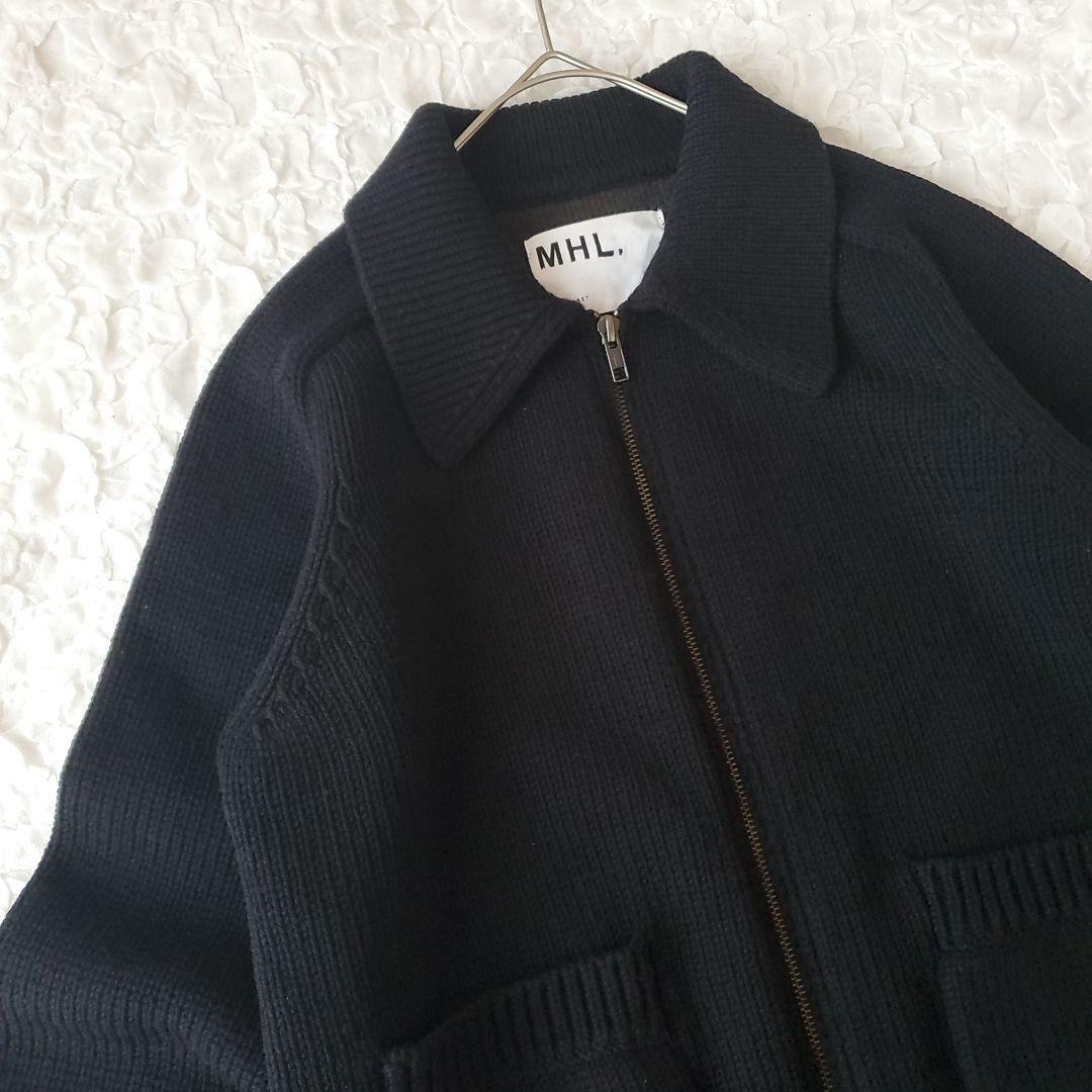 MHL マーガレットハウエル ニットジャケット ジップアップ カーディガン 黒