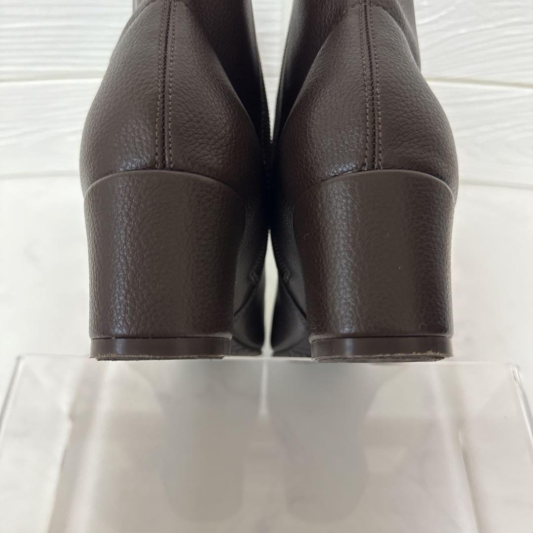 LE TALON 5cmスクエアフィットショートブーツ ブラウン M 箱付き