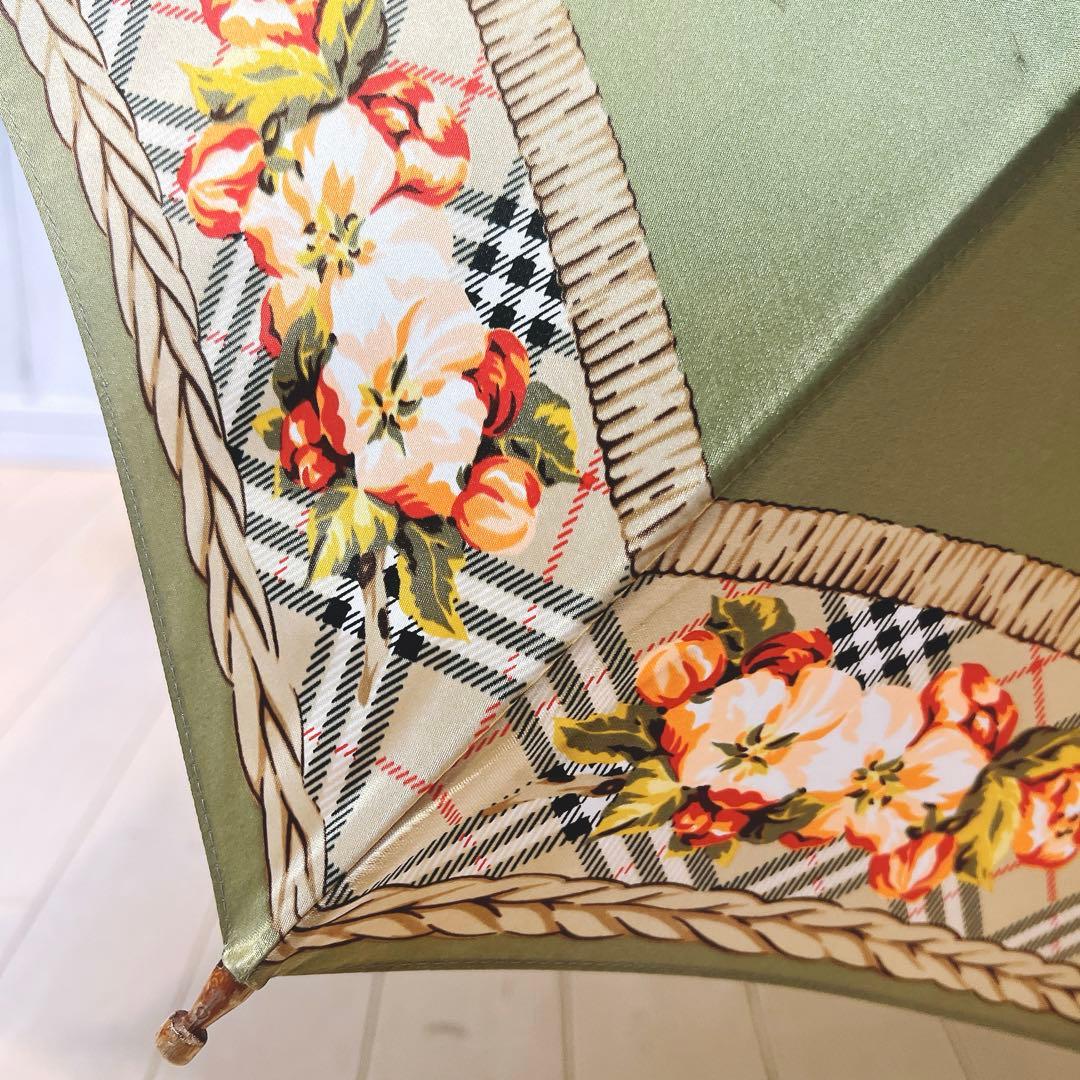 【希少】Burberrys フルーツ花柄 長傘　ノバチェック　バーバリー