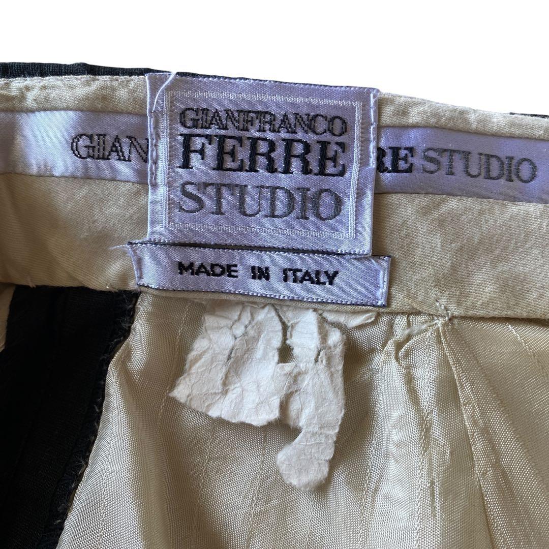 80s〜　イタリア製 GIANFRANCO FERRE ブラックリネンスラックス