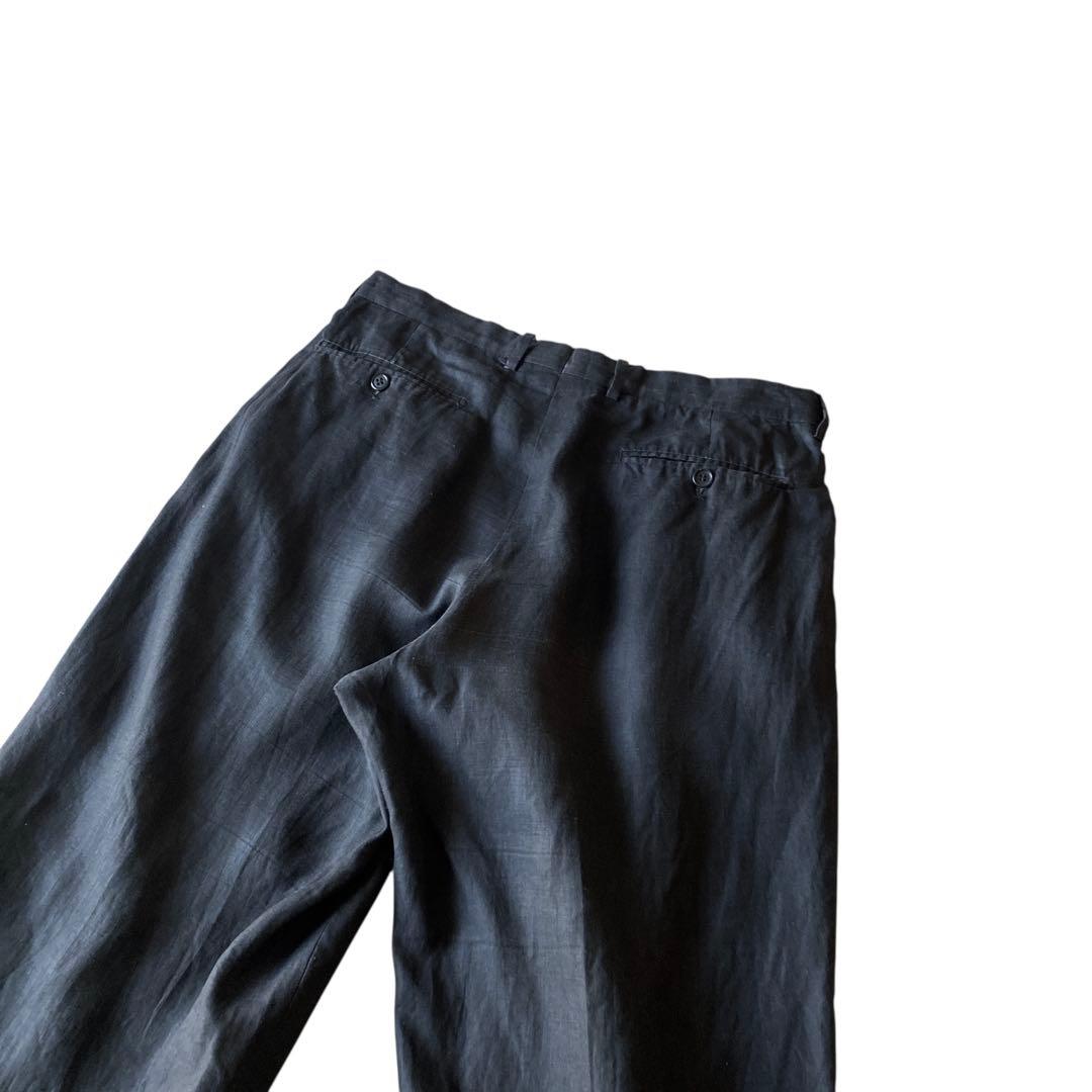 80s〜　イタリア製 GIANFRANCO FERRE ブラックリネンスラックス