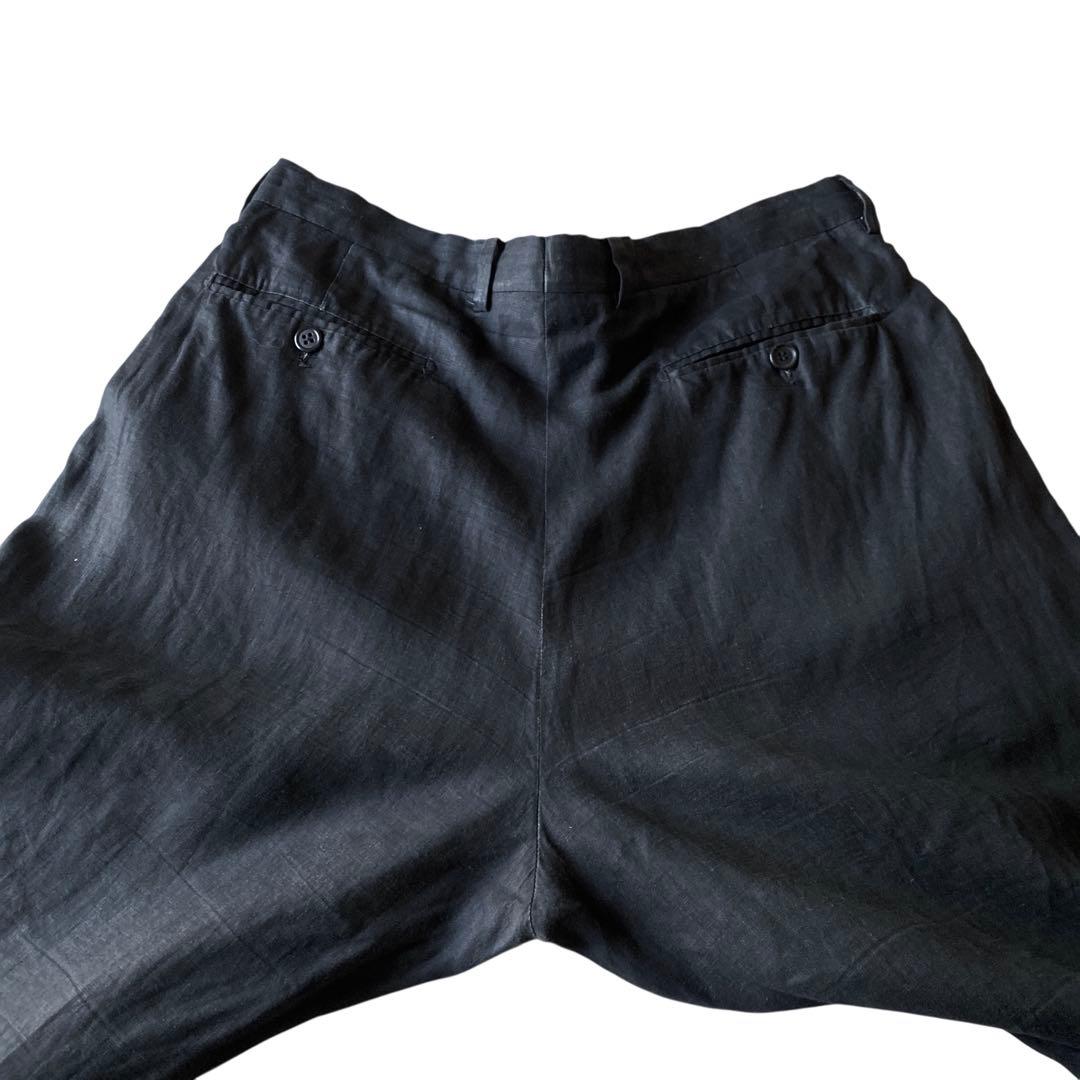 80s〜　イタリア製 GIANFRANCO FERRE ブラックリネンスラックス