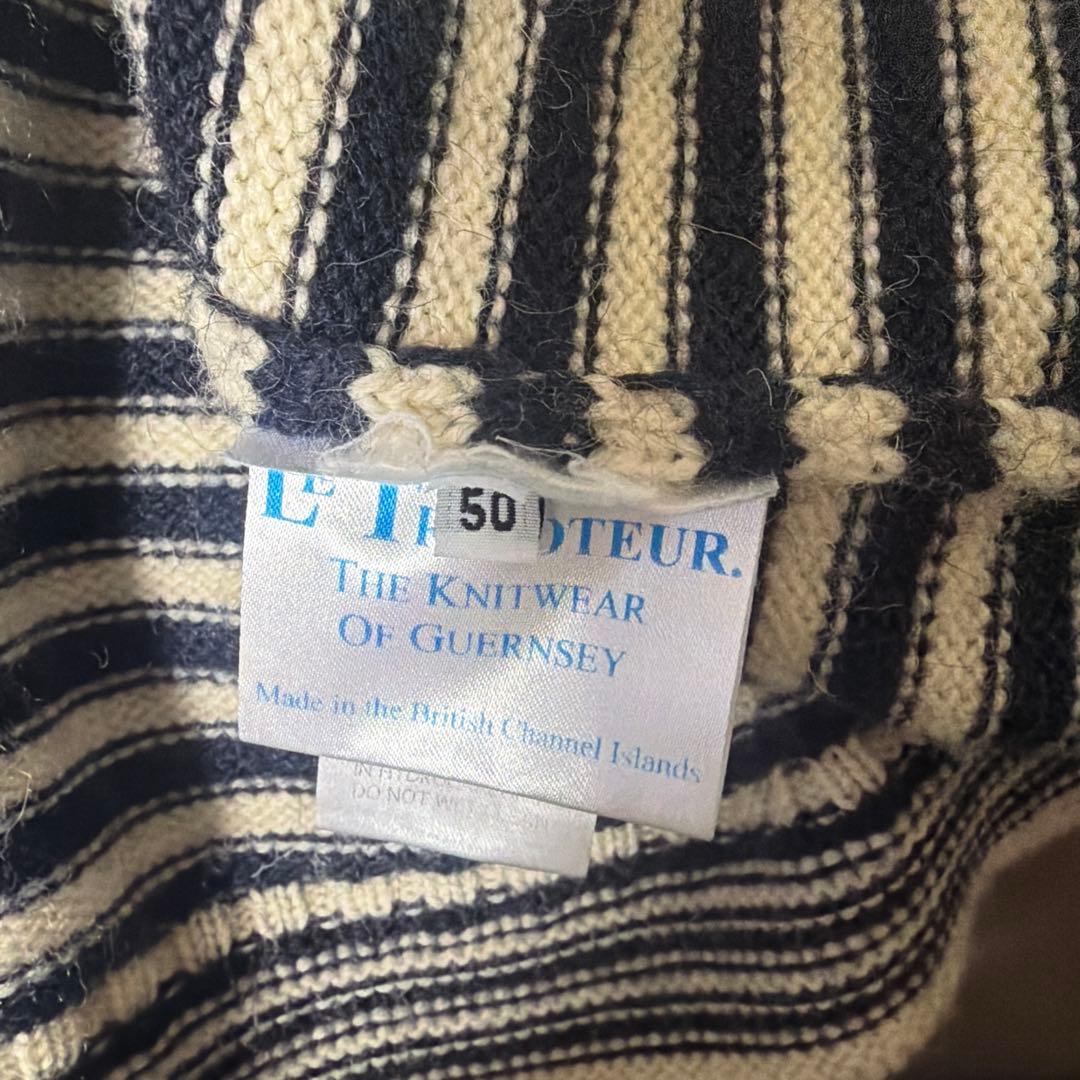Le Tricoteurトリコチュールボーダーガンジーセーター サイズ大きめ50