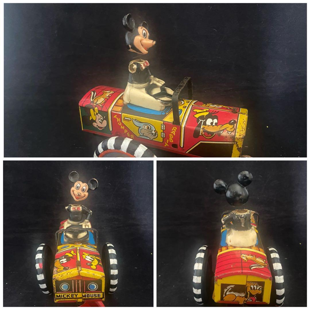 ⭐️年代物。ラインマー/ ディズニー /ミッキー ゼンマイ式ブリキカーです。