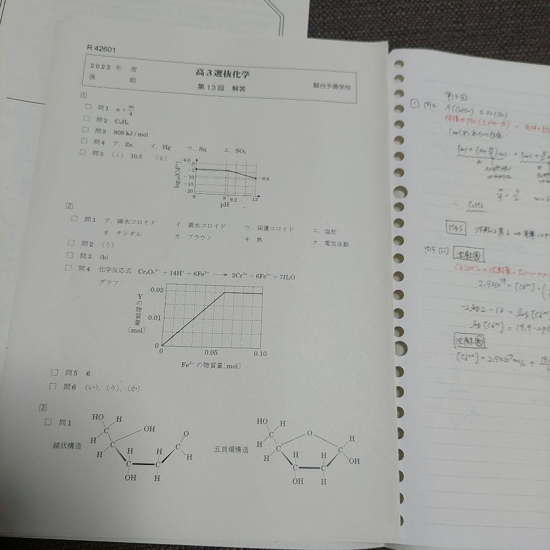 駿台予備校　高３　選抜化学　演習テスト第１回～第13回