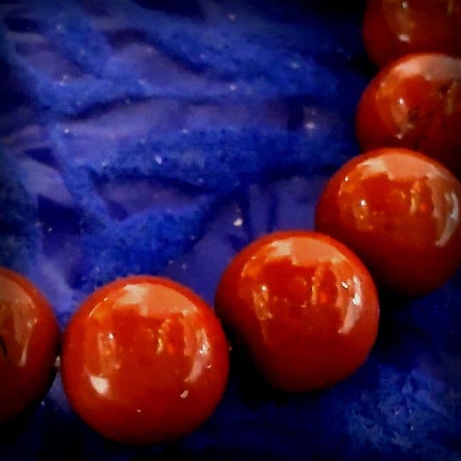 激レア大特価天然佐渡赤玉石12ミリ玉ブレスレット　繊維ゴム新規交換総数22玉