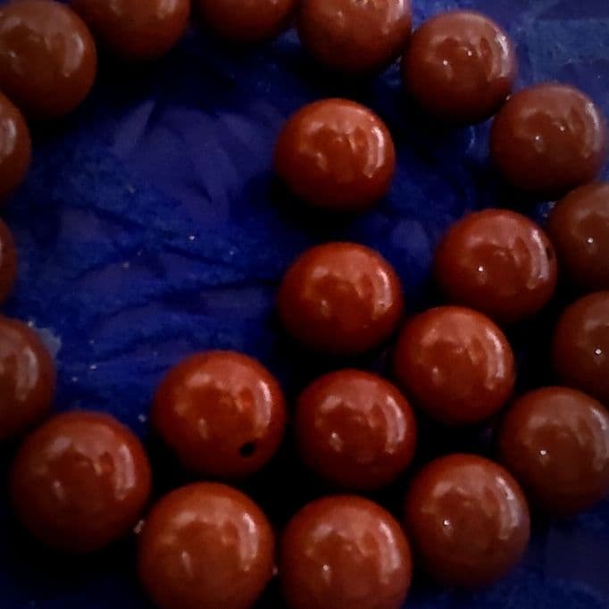 激レア大特価天然佐渡赤玉石12ミリ玉ブレスレット　繊維ゴム新規交換総数22玉