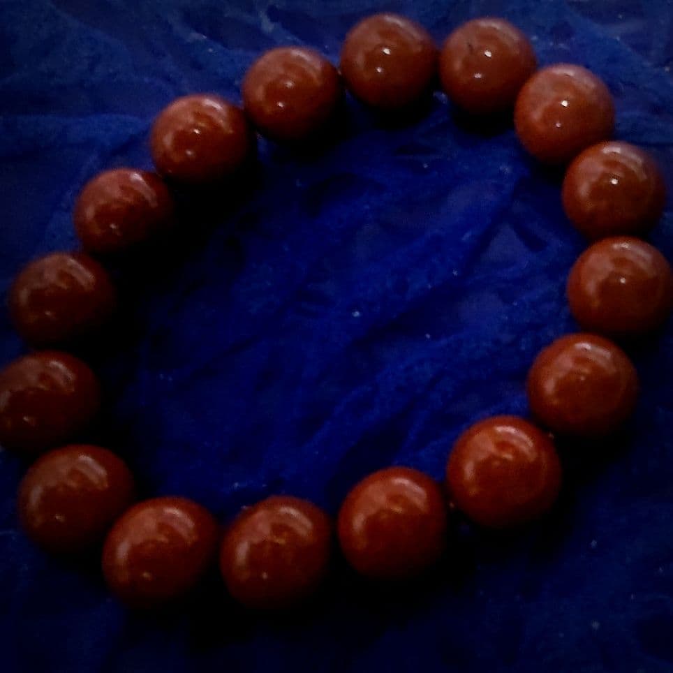 激レア大特価天然佐渡赤玉石12ミリ玉ブレスレット　繊維ゴム新規交換総数22玉