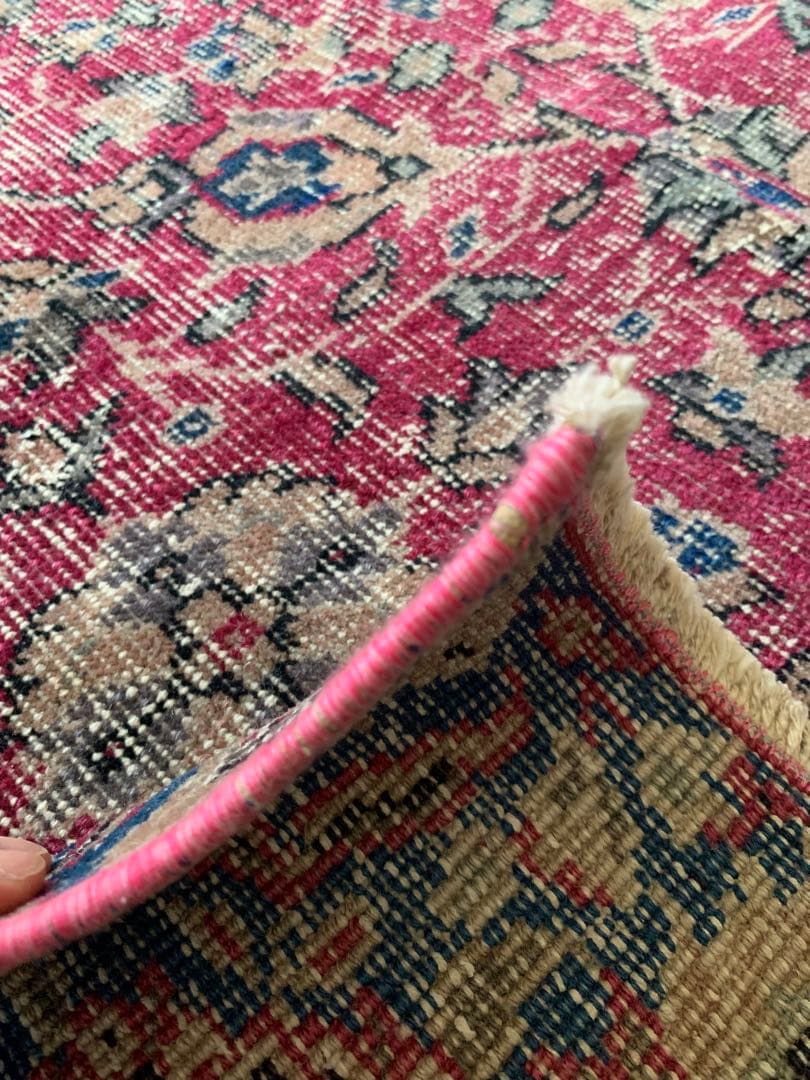 超大判　トルコヴィンテージラグ　チェリーピンク　255×134 トルコラグ