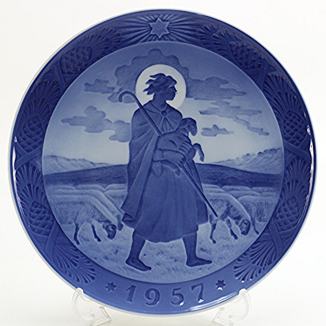 1957年 「羊と羊飼い」 イヤープレート ロイヤルコペンハーゲン 北欧 の陶器