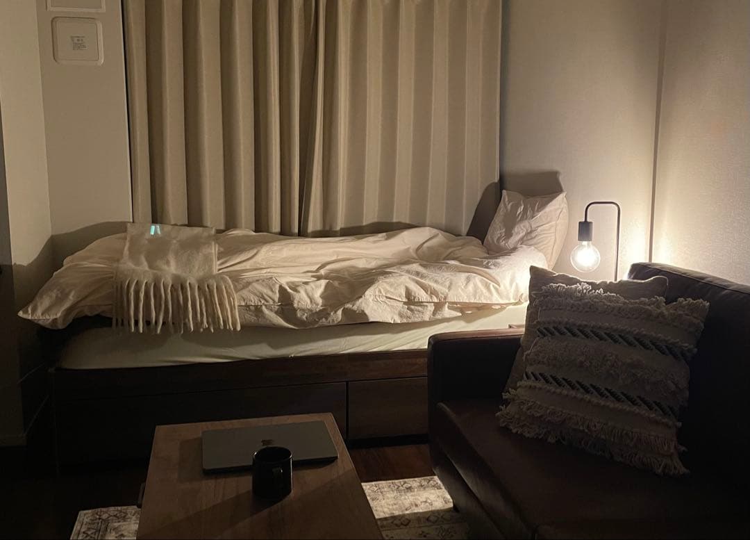 【直接取引限定】ニトリ　収納付きシングルベッドフレーム　ダークブラウン