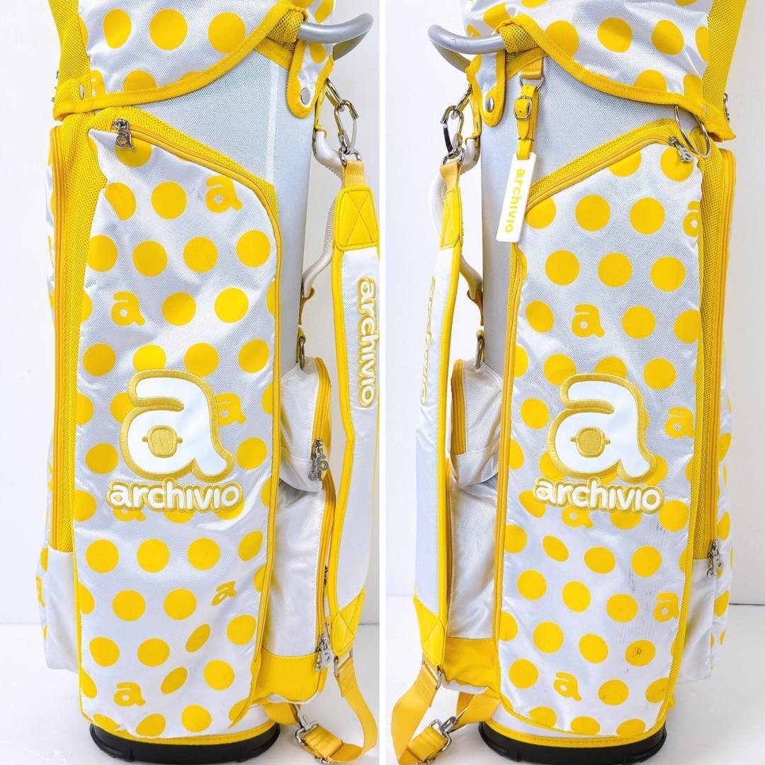 archvio　2021年　キャディバッグ　イエロー　9型／アルチビオ　ドット柄