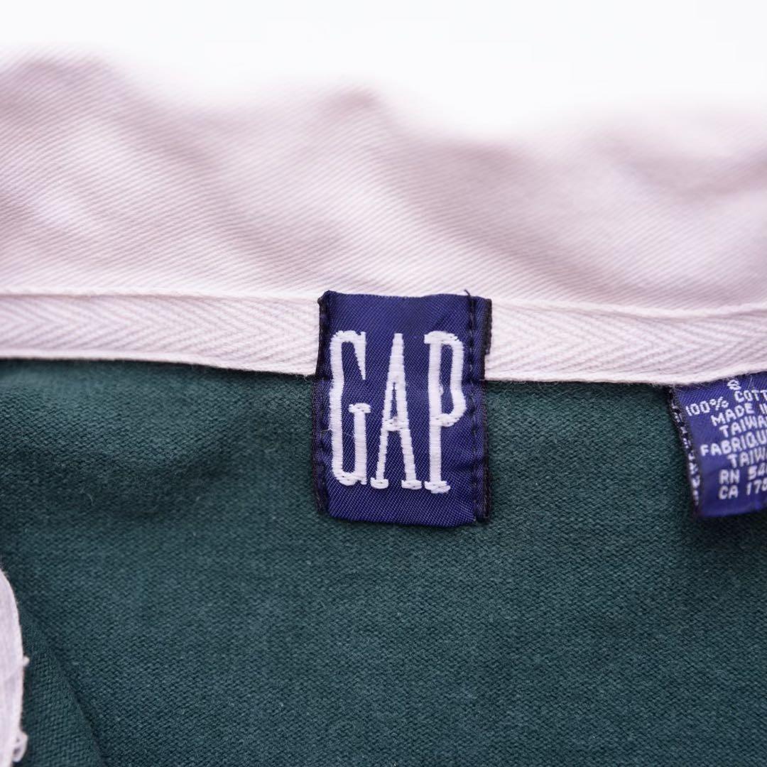 90s オールド GAP ラガーシャツ ボーダー マルチカラー 紺 古着 XL