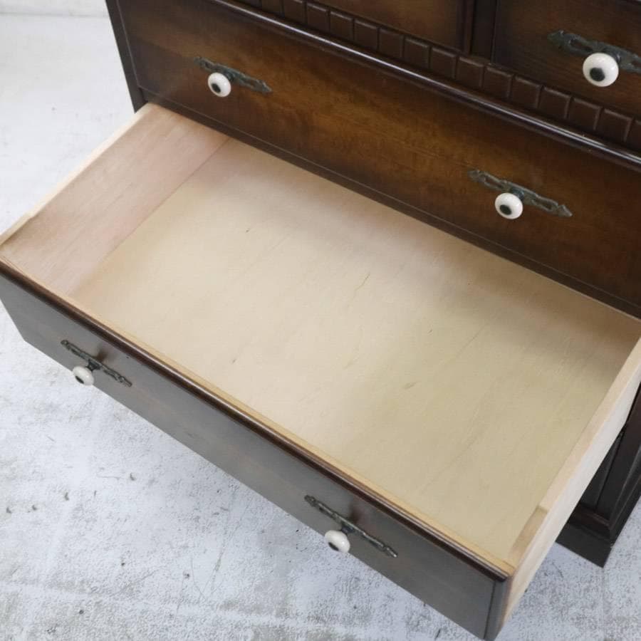 飛騨産業 キツツキ 4段 ローチェスト 引き出し6杯 クラシカル家具