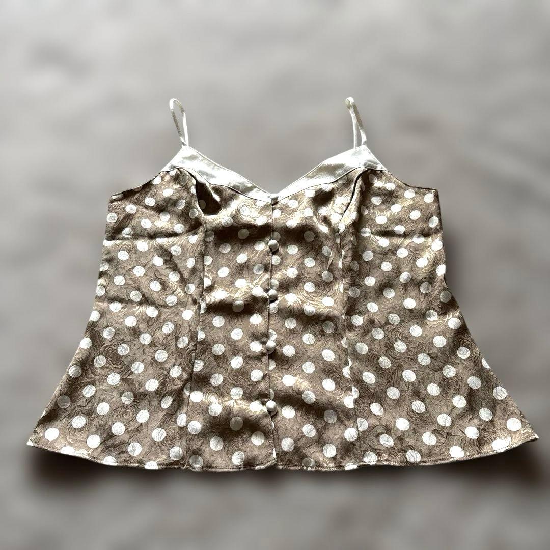 希少 美品 クリスチャンディオール ドット柄ゴールドキャミソール