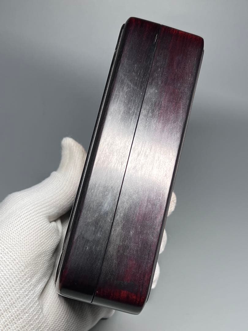 木製　小物入れ　紫檀　硯箱　透かし彫り　龍紋　極細工　文房具　中国美術　美品