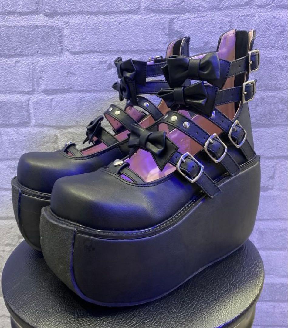 正規品 Demonia デモニア VIOLET-45 黒 厚底 おでこ靴