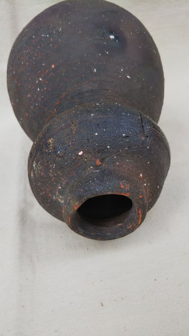 常滑焼 四代 常山 山田絵夢 花入 共箱  窯変 花瓶  瓢箪