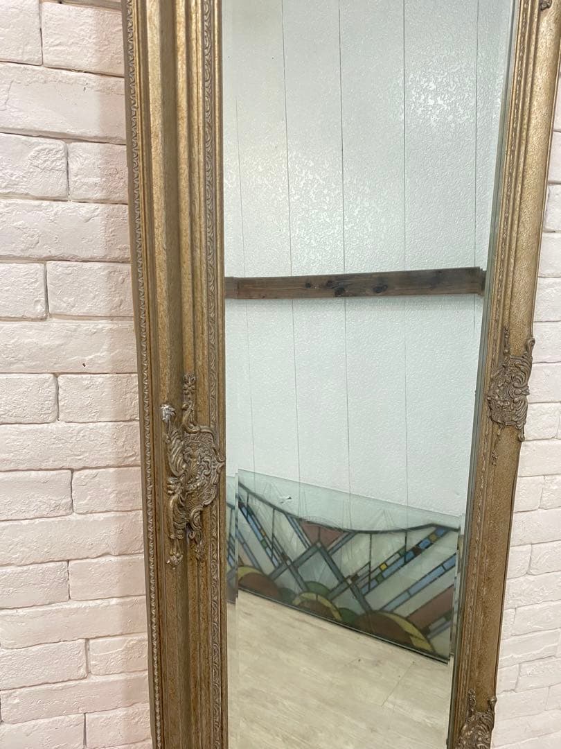 【東京都内23区配送無料】アンティーク　鏡　ミラー　姿見　ビンテージ　什器　店舗