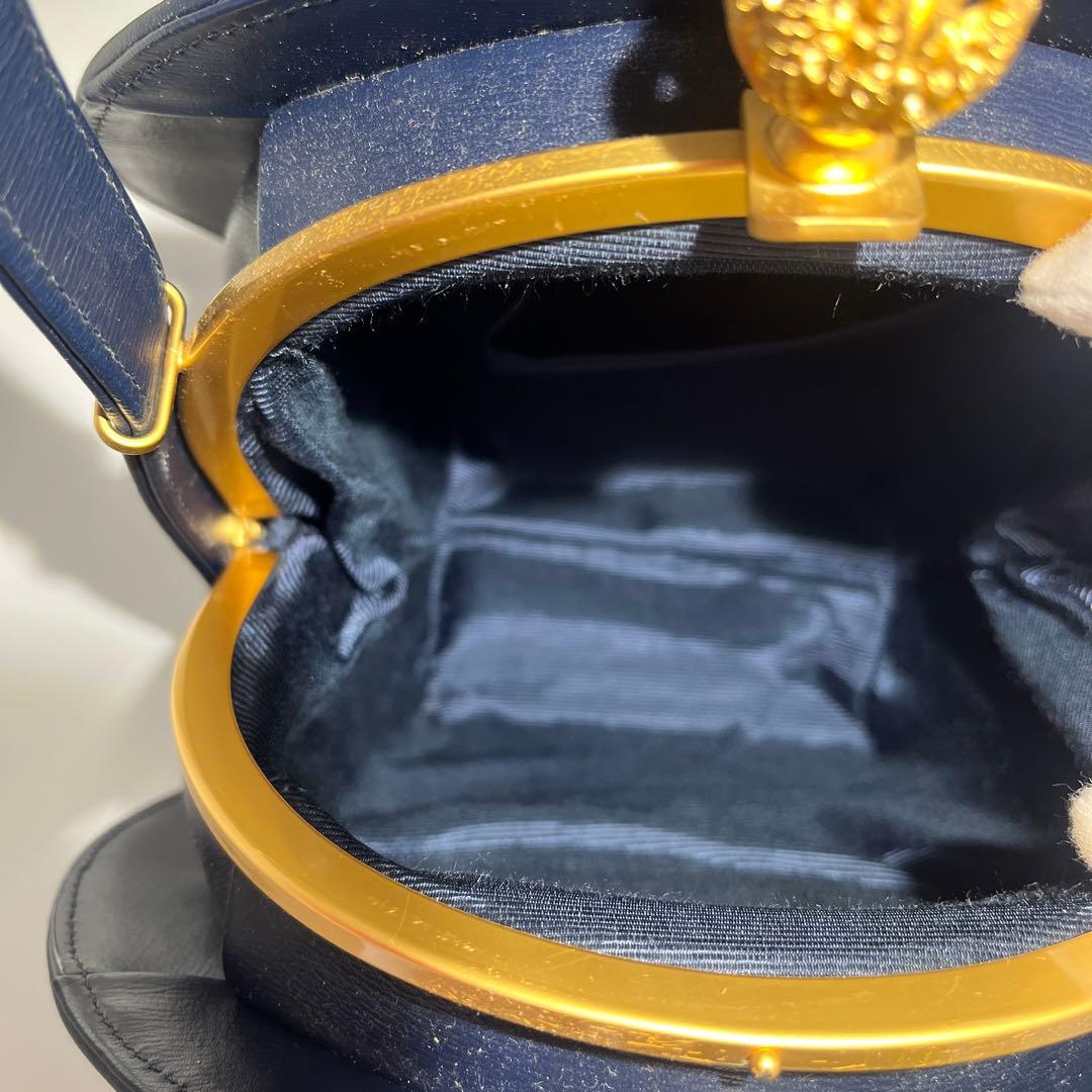 Mila schon ミラショーン 丸型 パーティーバッグ レザー 巾着