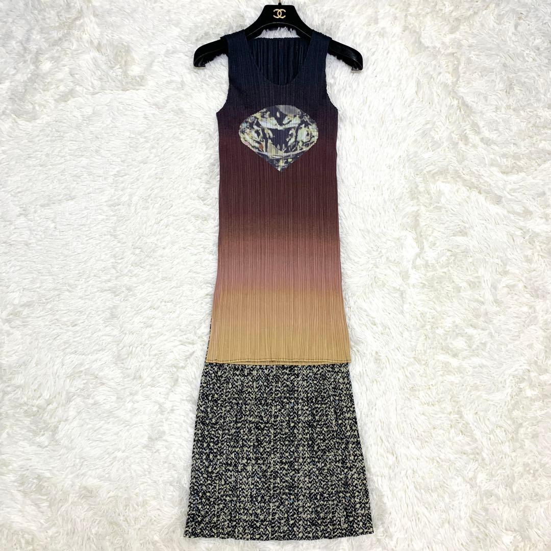 【90s セットアップ⭐︎】プリーツプリーズ ダイヤ チュニック × スカート