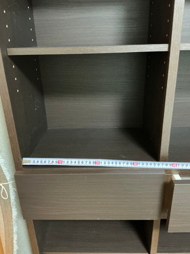 ニトリ　ダークブラウン本棚 引き出し付き