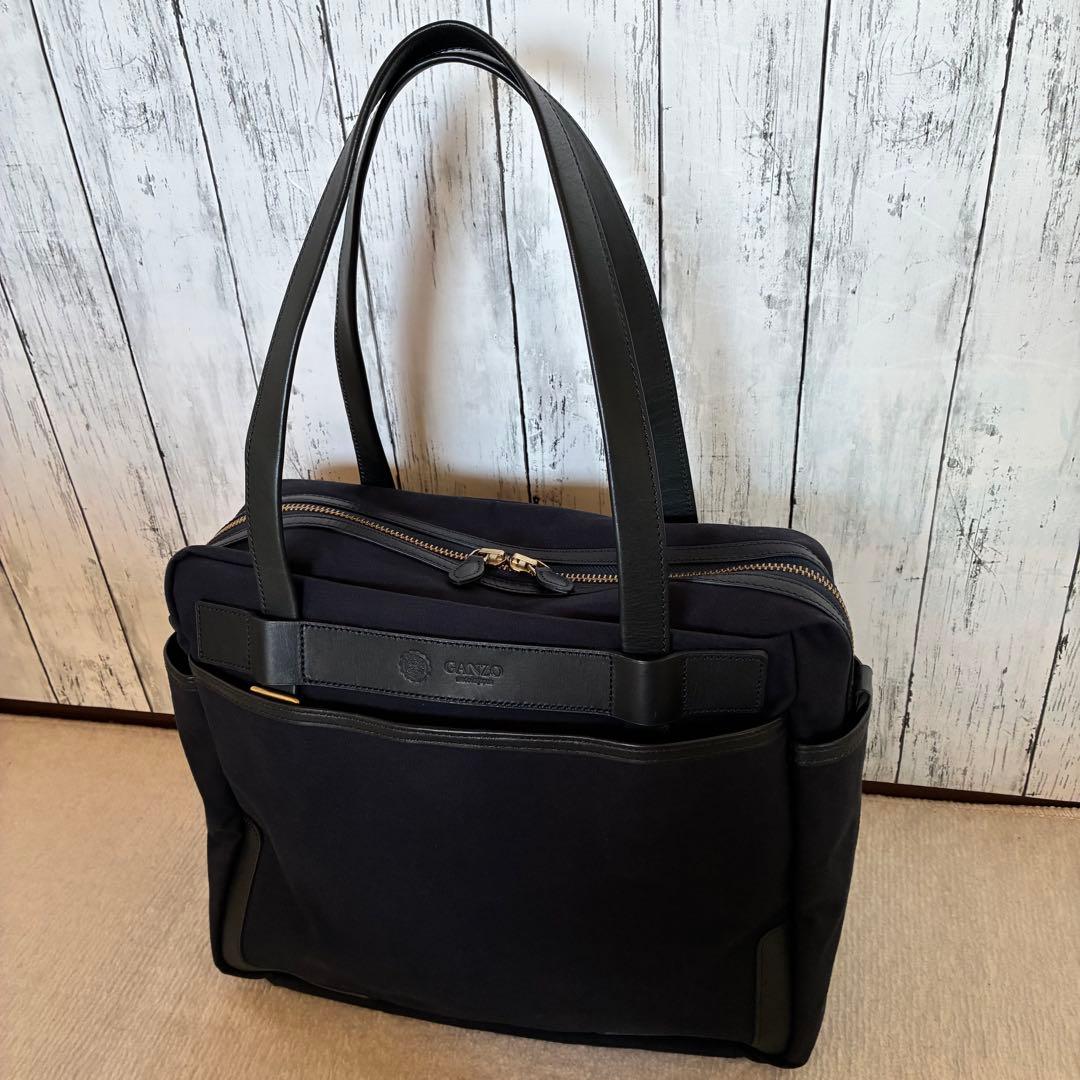 美品　GANZO CB1 スクエアボストンバッグ　ネイビー