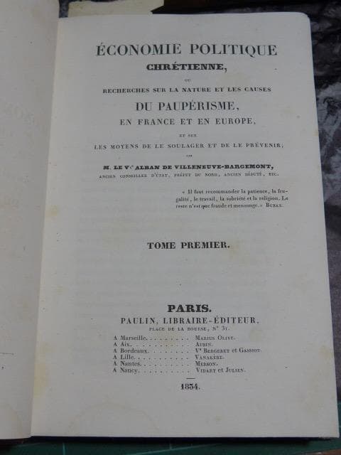 高価なEconomie politique chrétienne1834/初版