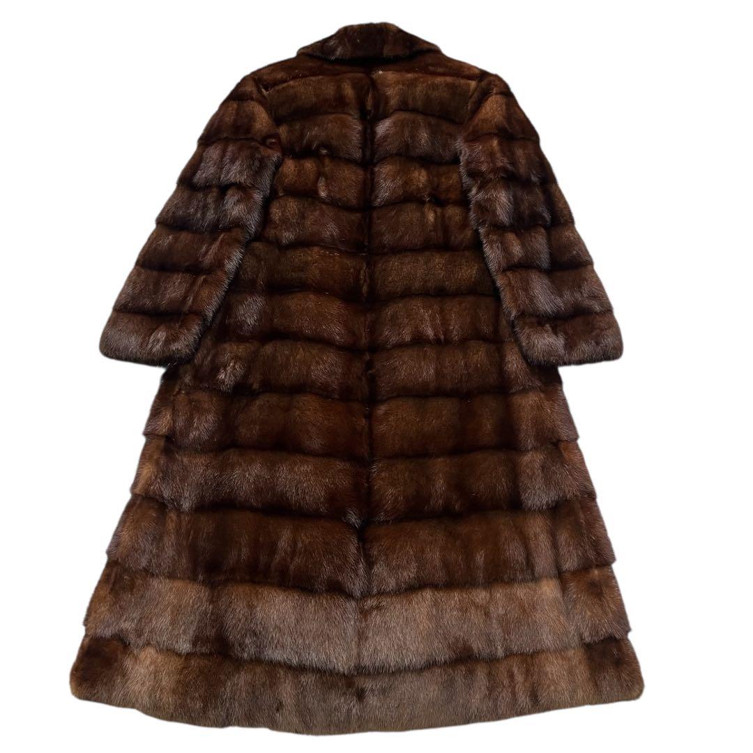 着丈100cm デミバフミンク 横段 ロング丈 裏地総柄 リアルファー 毛皮