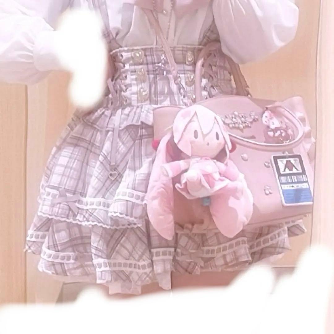 LIZLISA はしごリボンチェックティアードスカパン ピンク 量産型 地雷系