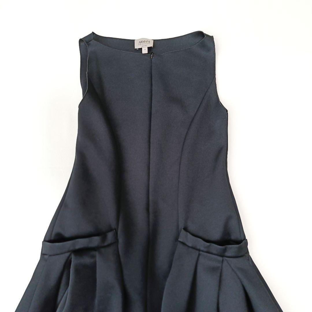 【アルマーニ コレツィオーニ】ロングワンピース　ノースリーブ　フレア　ブラック