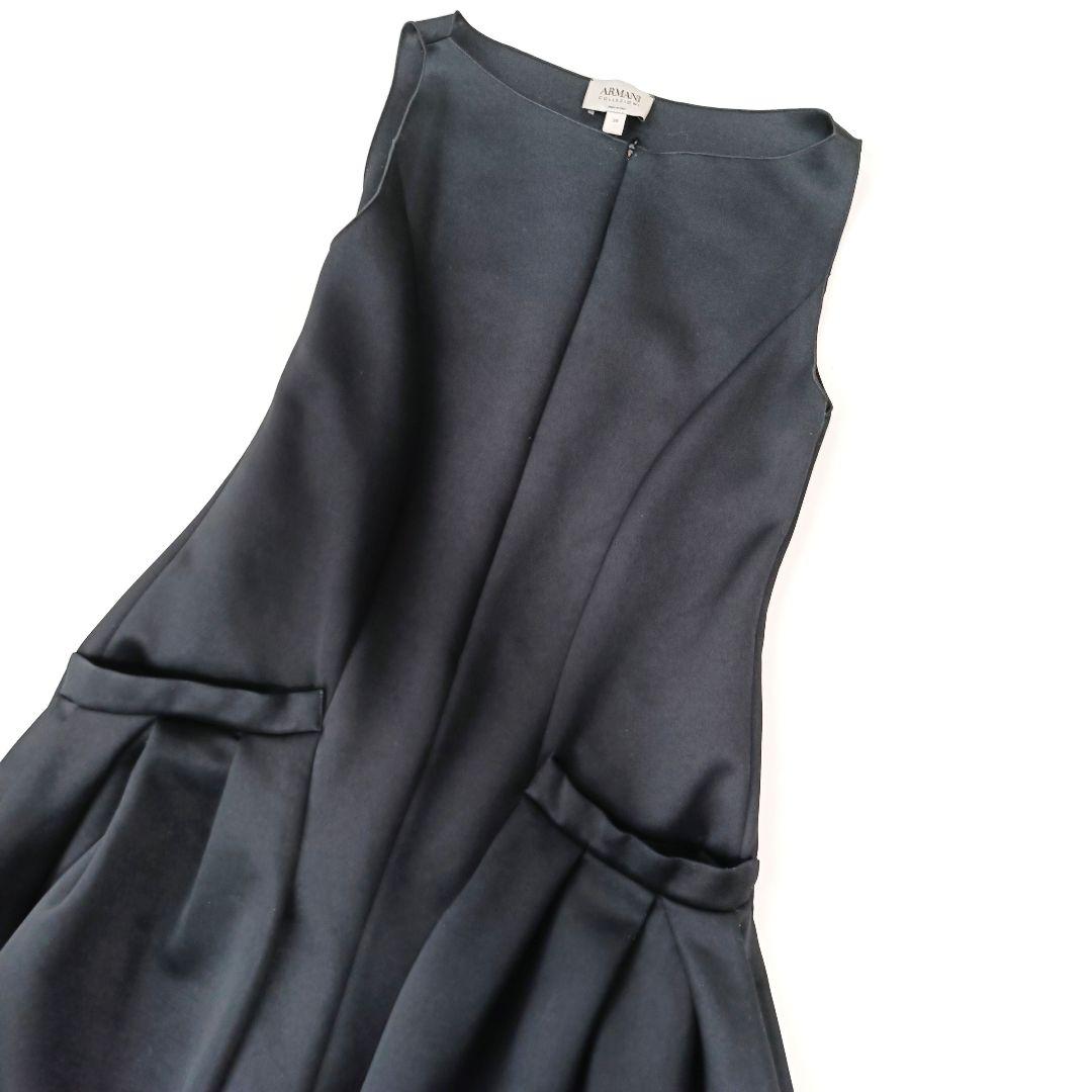 【アルマーニ コレツィオーニ】ロングワンピース　ノースリーブ　フレア　ブラック