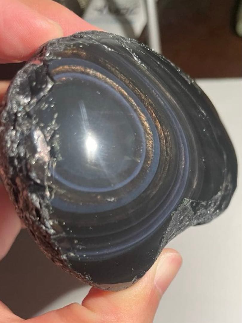 研磨品　十勝石玲瓏　ゴールド＋ブルー＋パープル　超特級品レインボーオブシディアン