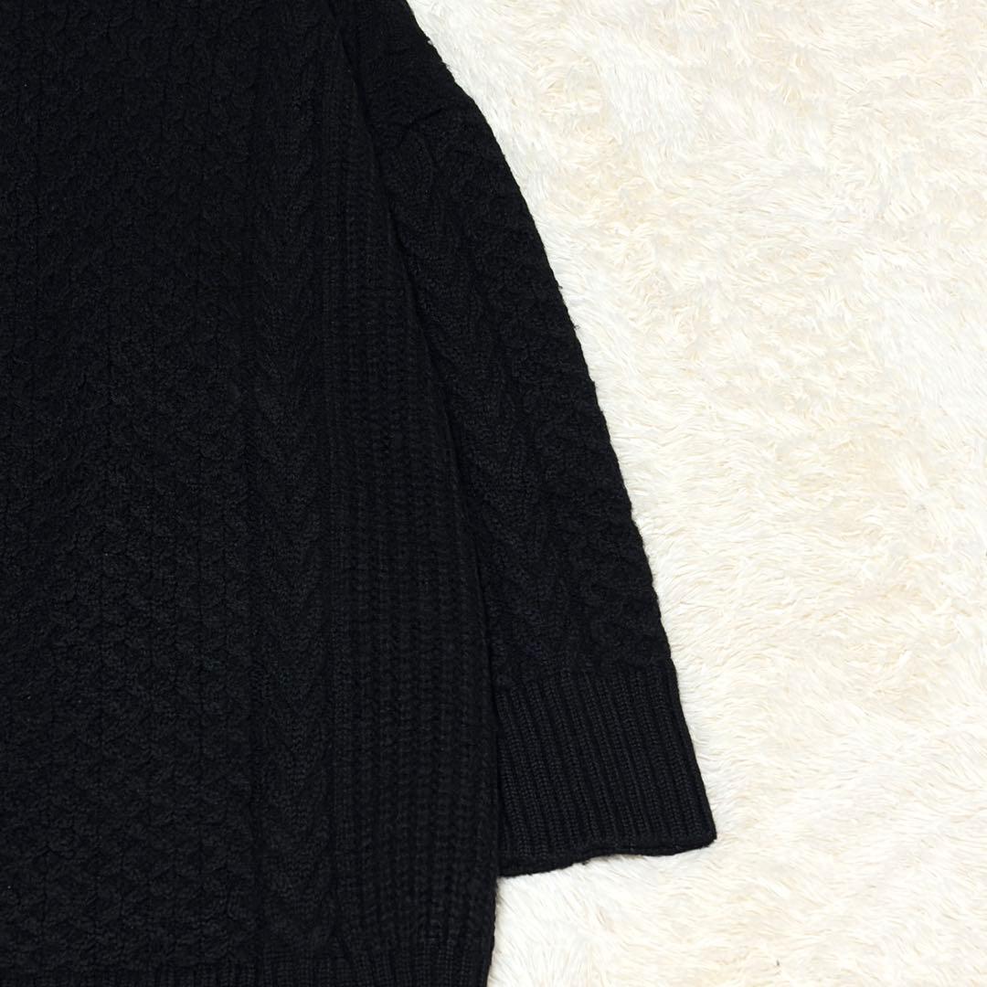 美品 BATONER バトナー ウールアルパカ ケーブルカーディガン 黒