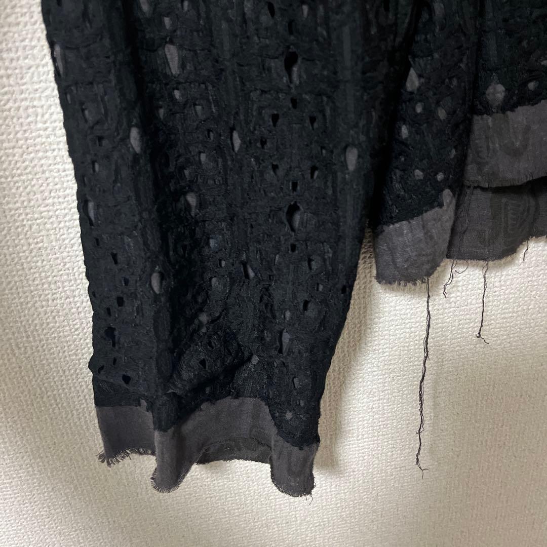 Sasquatchfabrix.魔除け レース リバーシブル ジャケット 黒XL